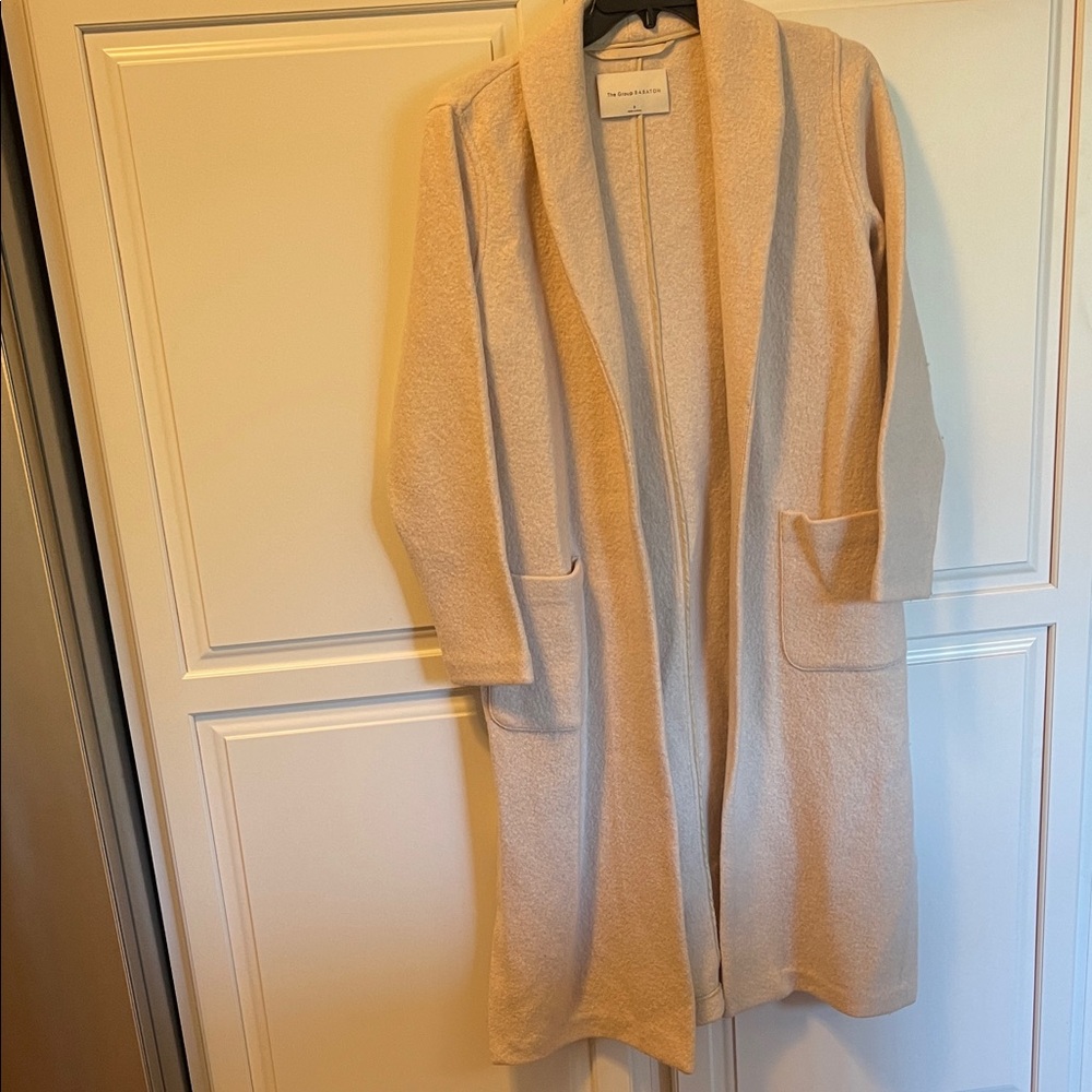 Babaton Open-Front Long Cardigan in Cream